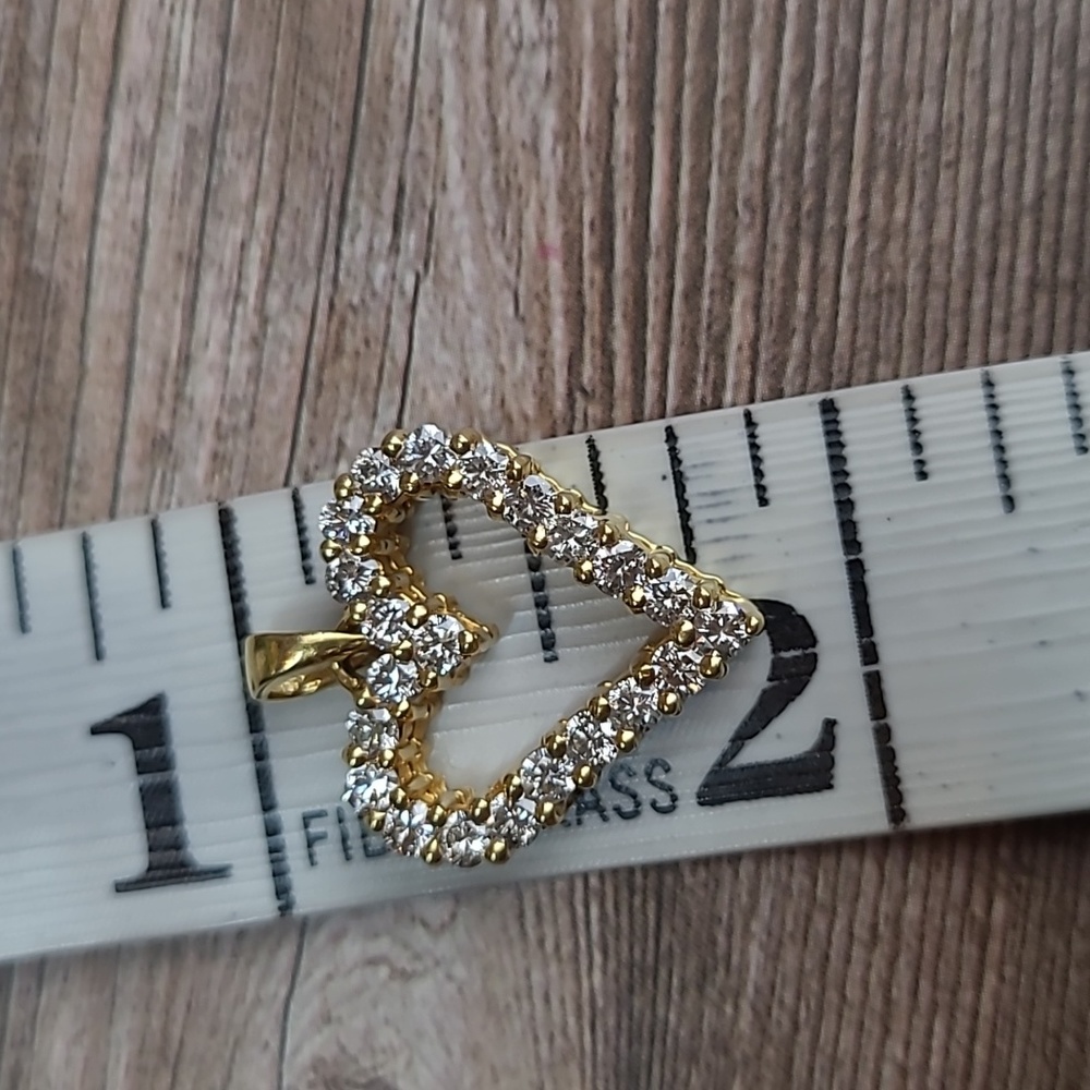 ♡VALENTINES DAY SPECIAL♡ 1CT TDW 18KT YELLOW GOLD HEART PENDANT - Picture 11 of 12